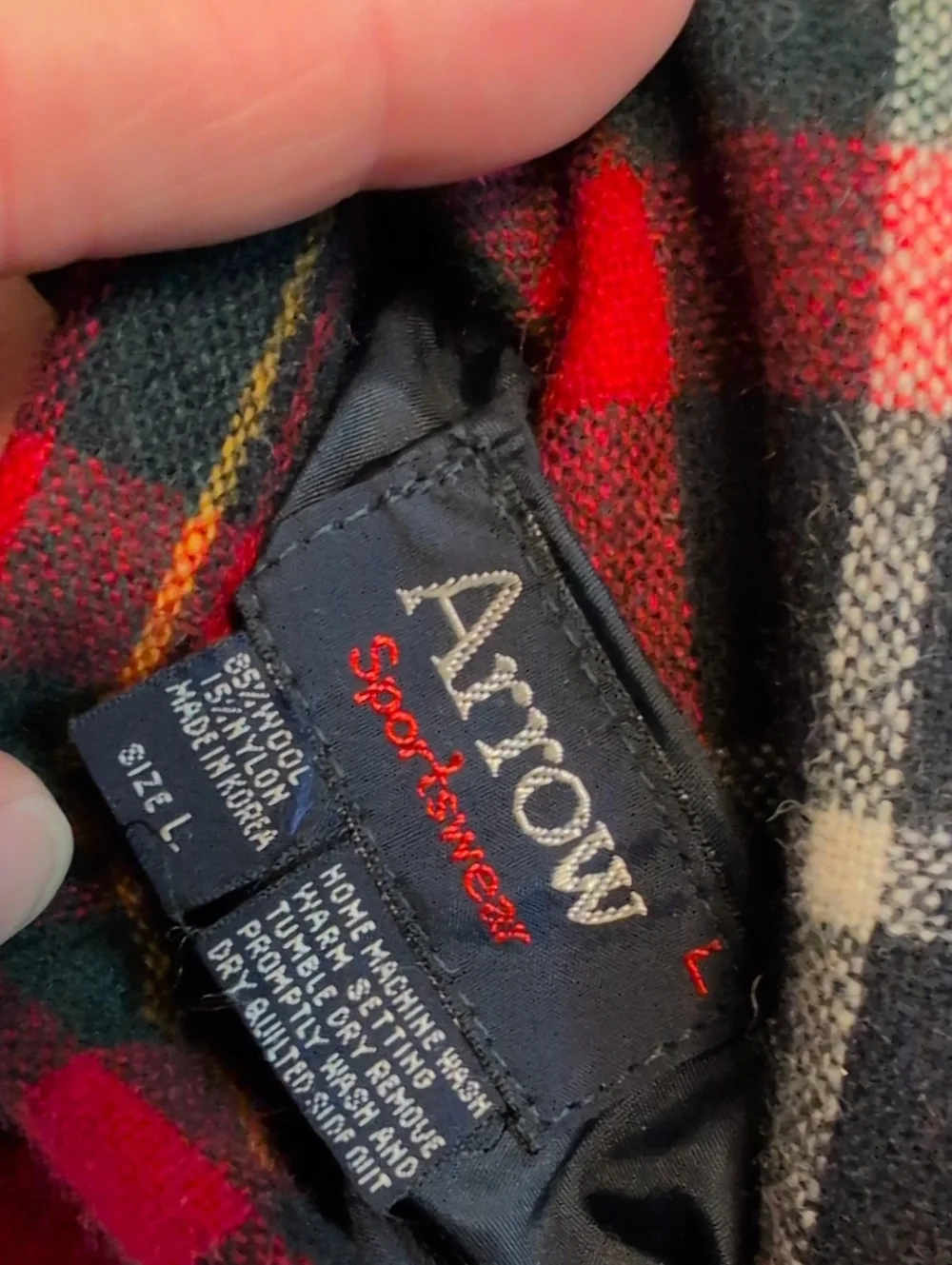 Vintage Arrow Reversible Wool Nylon Snap Puffer Vest Mens‎ Large Plaid Navy